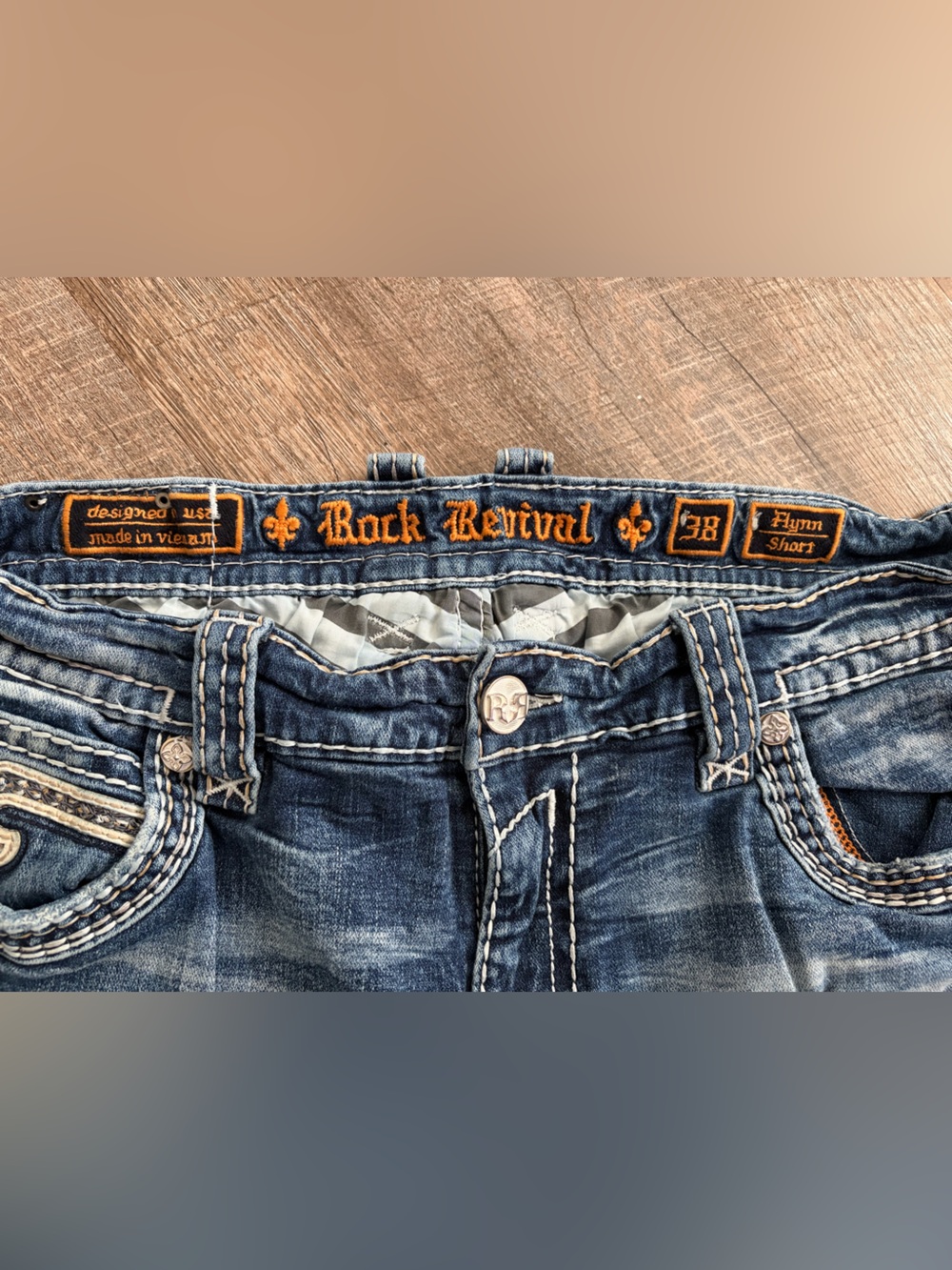 Rock Revival Men's Faded Blue Distressed Jean Shorts - Picture 6 of 9